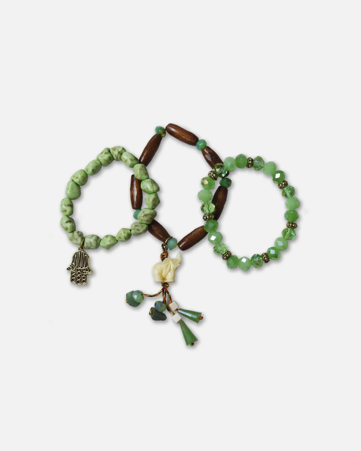 SET 3 PULSERAS CON DIJE DE ELEFANTE