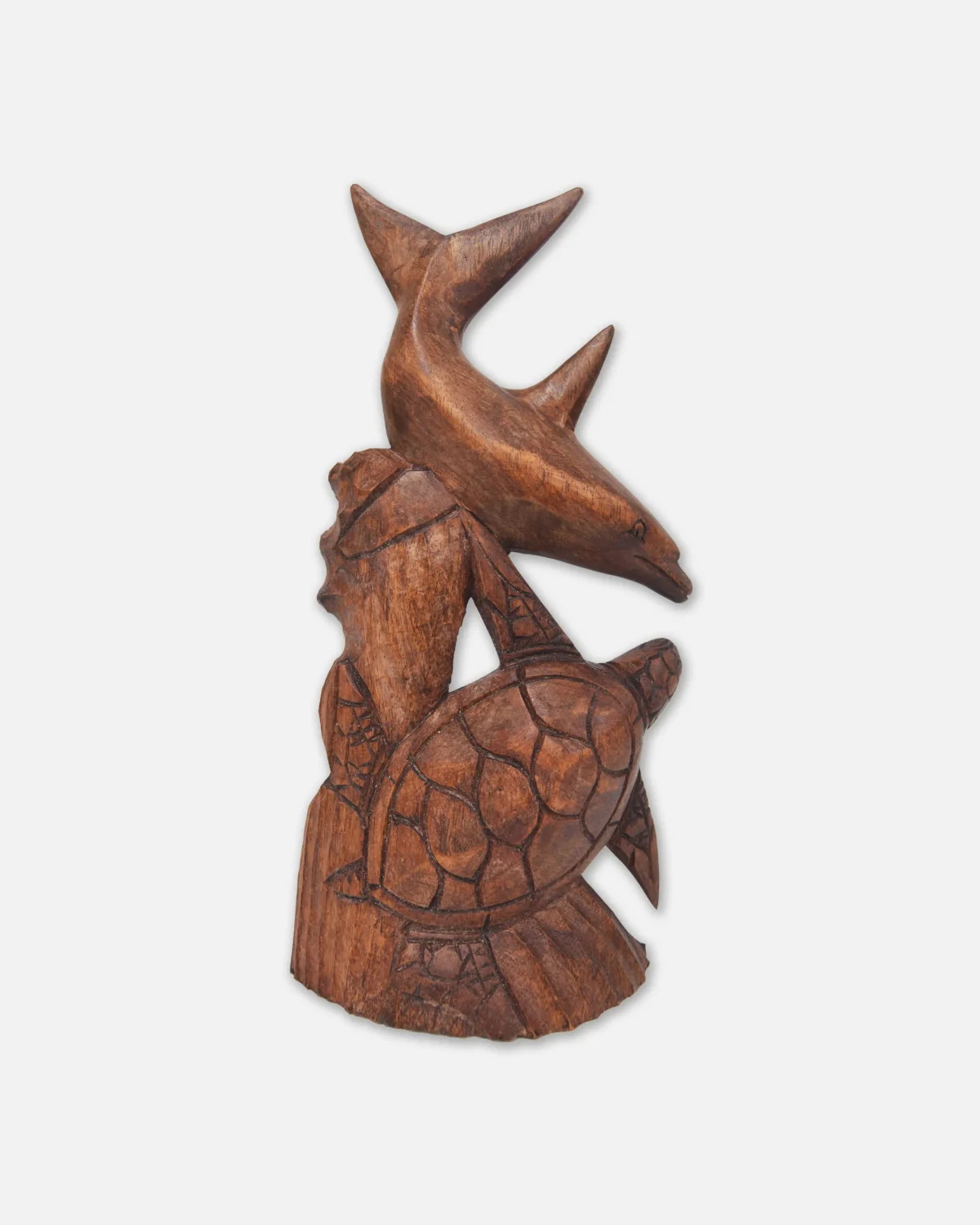 DELFINES Y TORTUGA DE MADERA