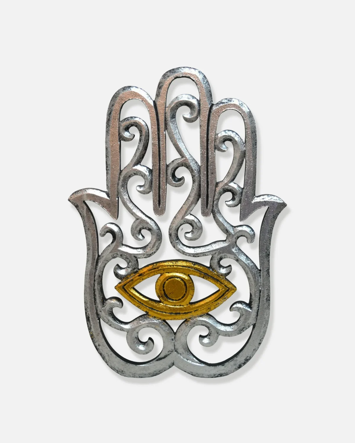 ADORNO MANO METALIZADO MADERA