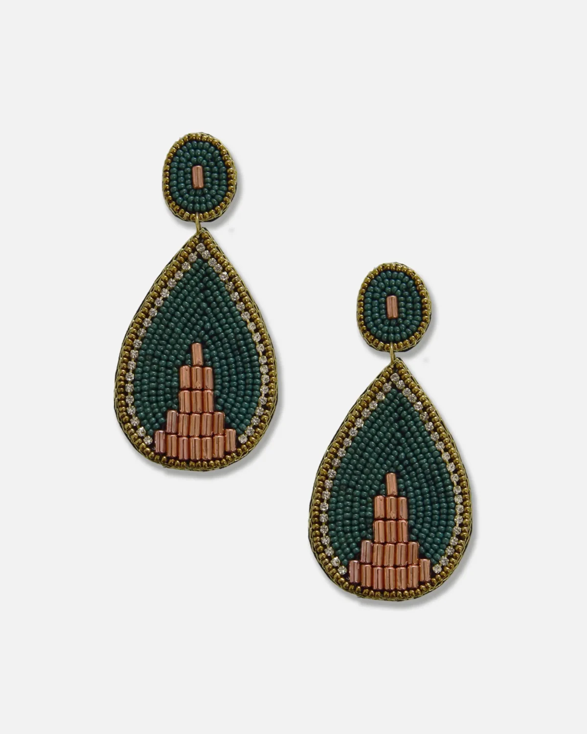 ARETE OVAL PEDRERIA Y CUENTAS